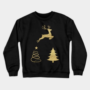 Gold Faux Glitter Christmas Trees and Reindeer Pack Crewneck Sweatshirt